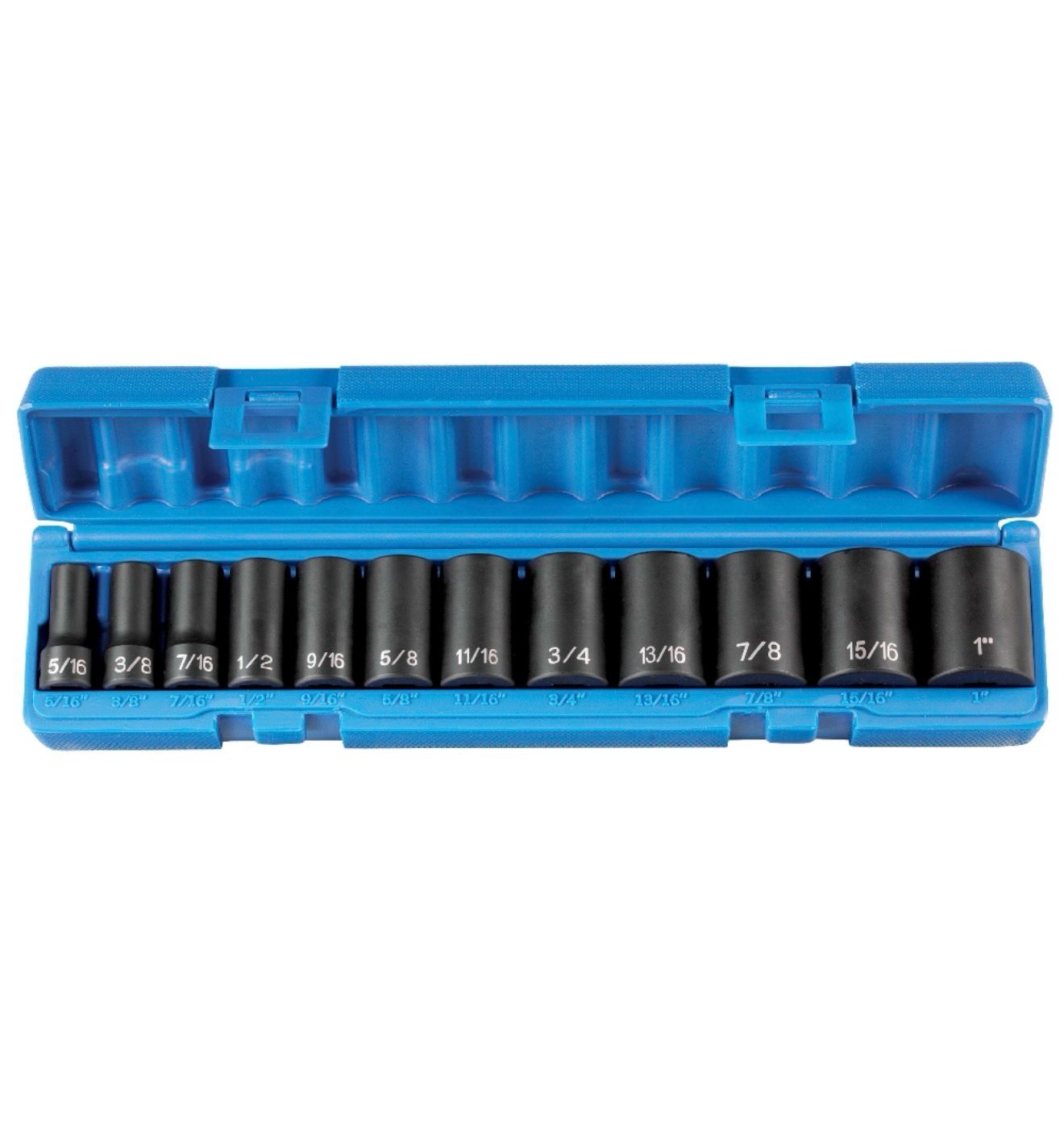 Grey Pneumatic 12pc 3/8” Drive Semi-Deep Length 6pt Fractional Impact Socket Set, 1213SD