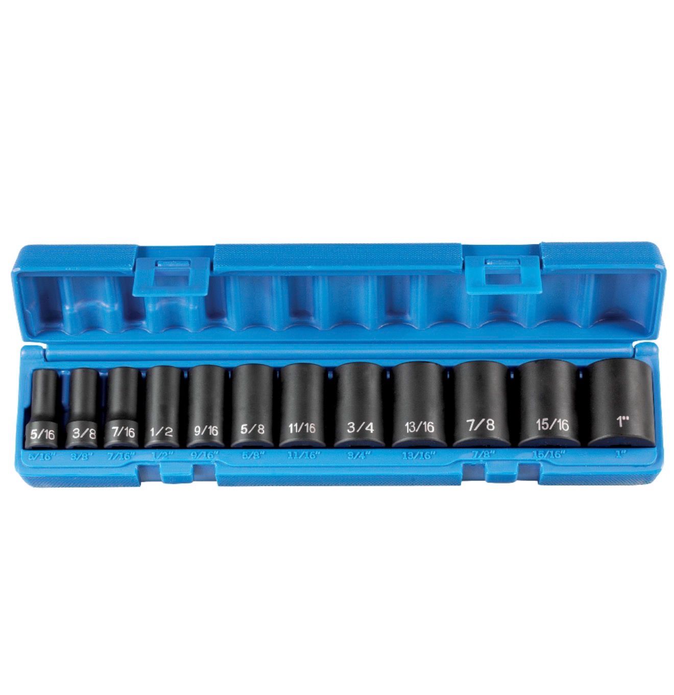 Grey Pneumatic 12pc 3/8” Drive Semi-Deep Length 12pt Fractional Impact Socket Set, 1202SD