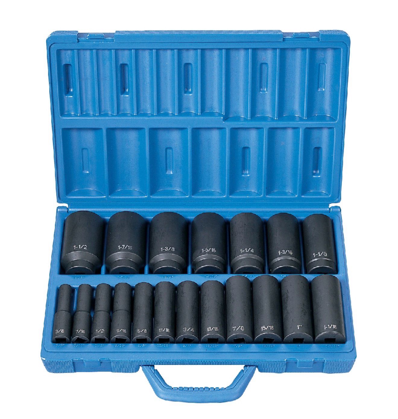 Grey Pneumatic 19pc 1/2” Drive 6pt Fractional Socket Set, 1319D