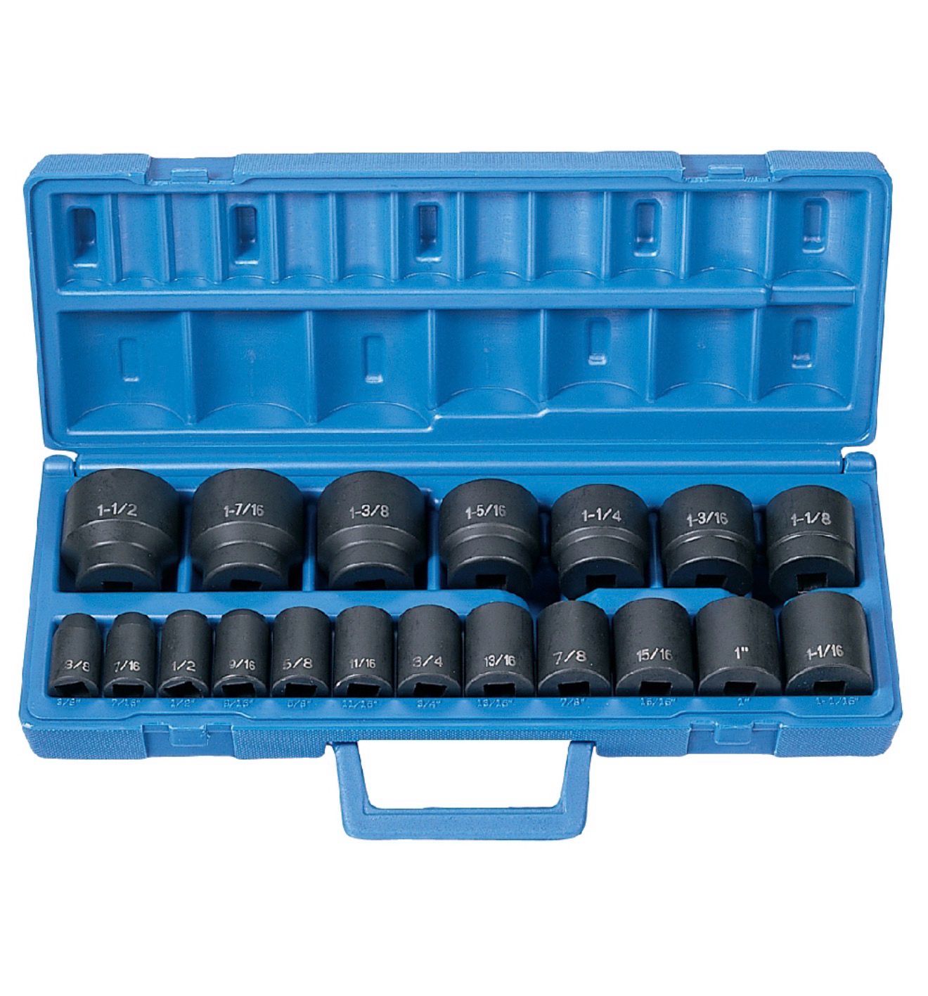 Grey Pneumatic 19pc 1/2” Drive 6pt Fractional Socket Set, 1319