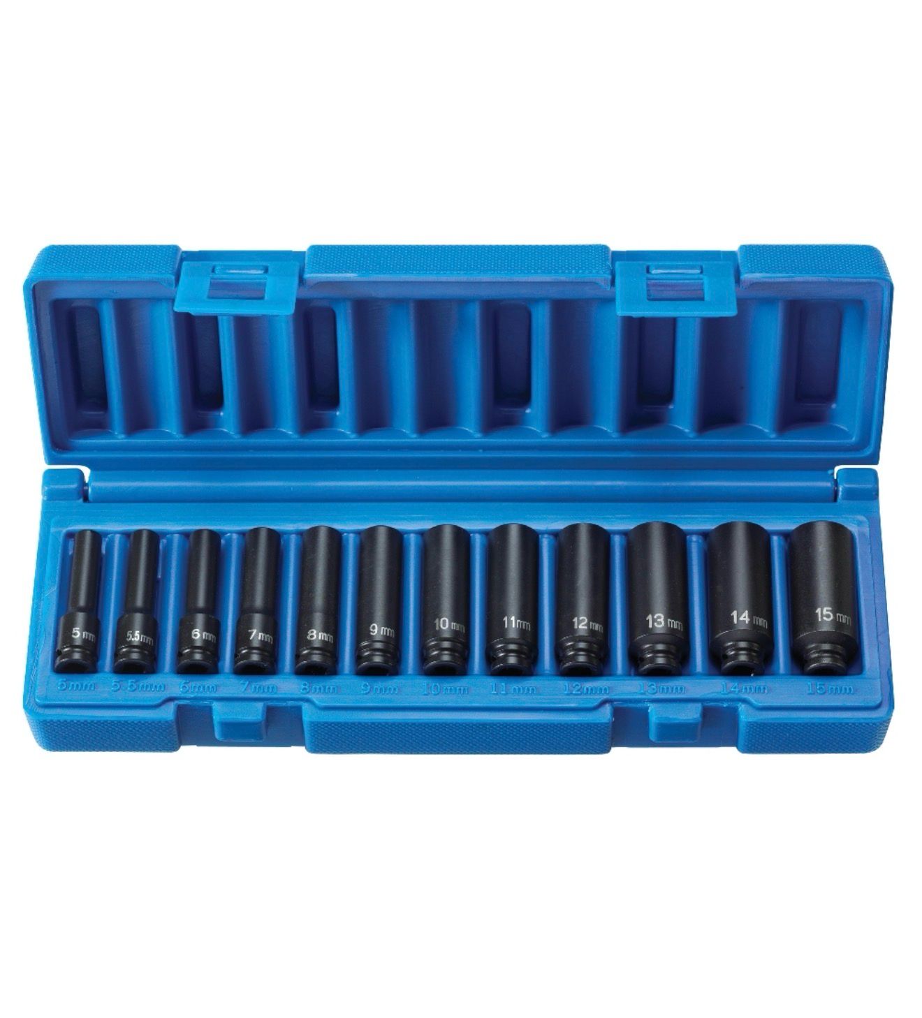 Grey Pneumatic 12pc 1/4” Drive Deep Length 6pt Metric Impact Socket Set, 9712MDG