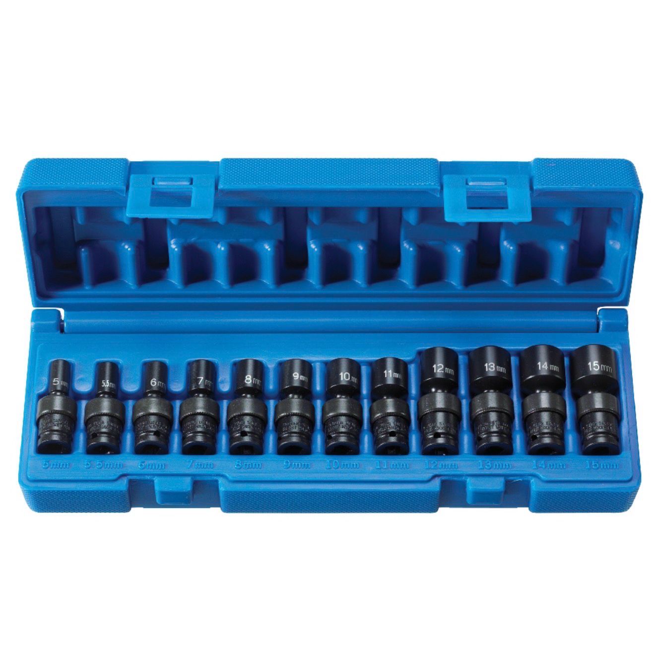 Grey Pneumatic 12pc 1/4” Drive Standard Length 6pt Metric Universal Impact Socket Set, 9712UM