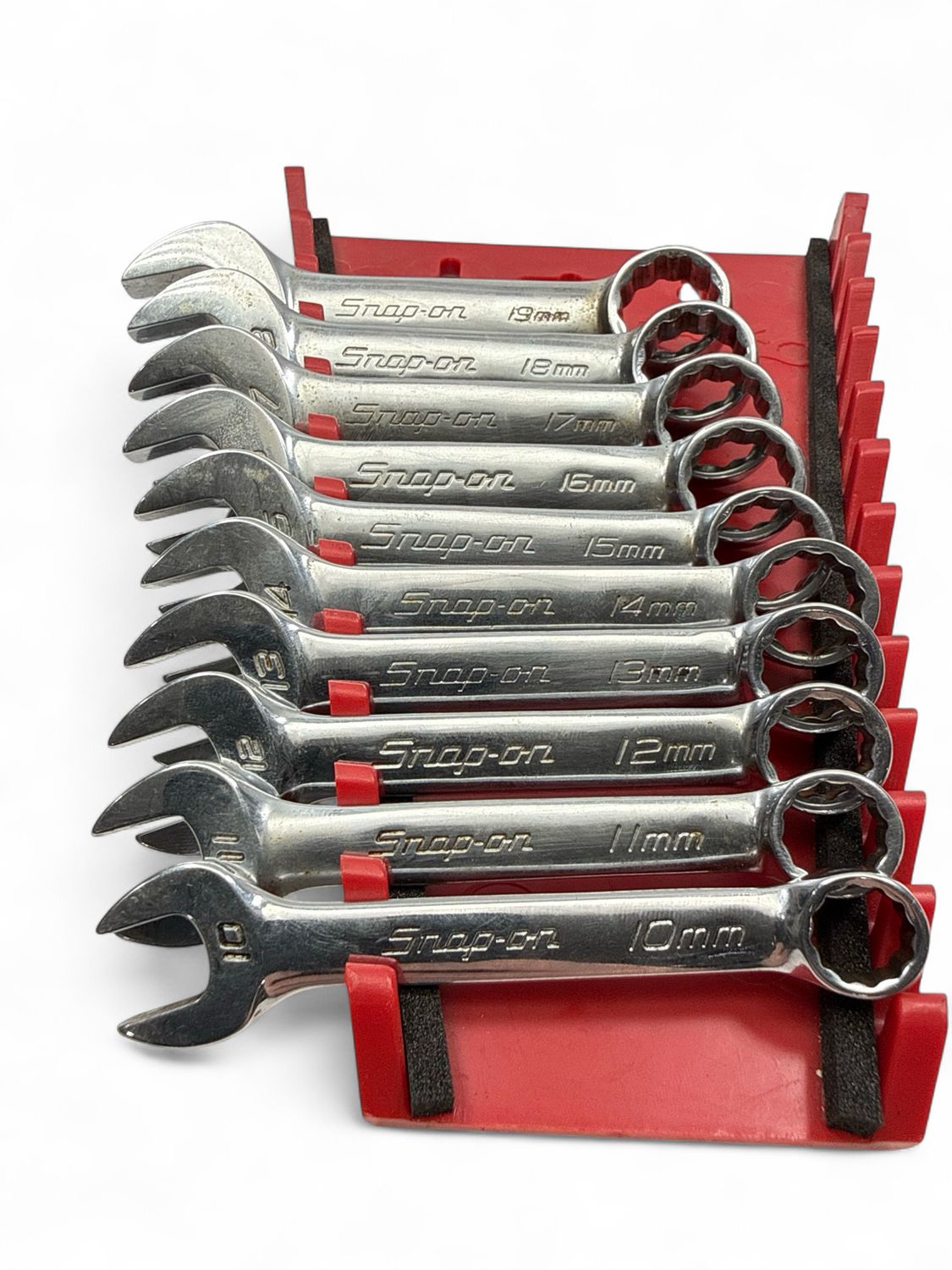 Snap On 10 pc 12-Point Metric Flank Drive Midget Combination Wrench Set ...