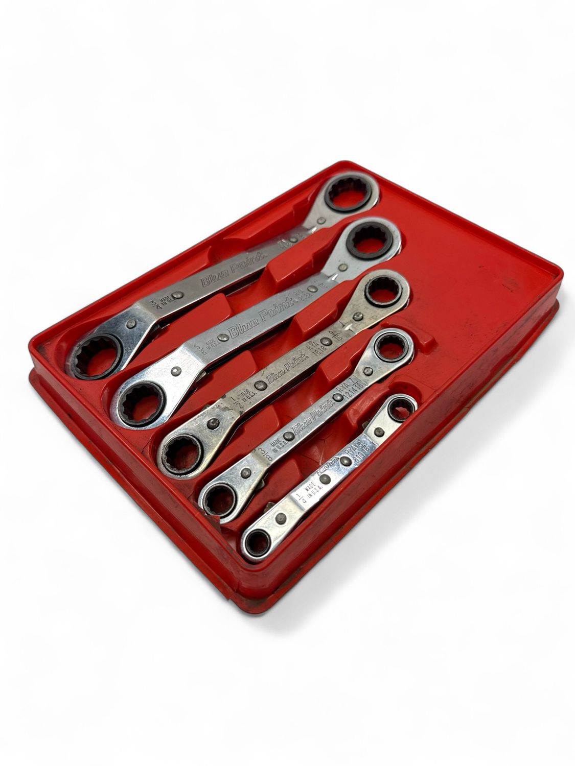 Blue Point 5pc 12-Point SAE 25° Offset Ratcheting Box Wrench Set ...
