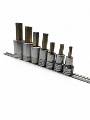 Snap On 7Pc. 1/2" Drive Metric Hex Bit Standard Socket Driver Set, 307ESAMY