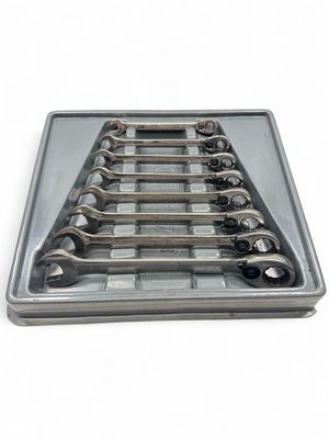 Blue Point 8 Pc. 12-Point SAE 15° Offset Ratcheting Box/ Open-End Wrench Set (5/16–3/4") BOER708