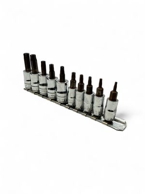 Snap On 10 pc Combination Drive TORX® Bit Tamper-Resistant Socket Set (T8-T50), 210EFTXRY