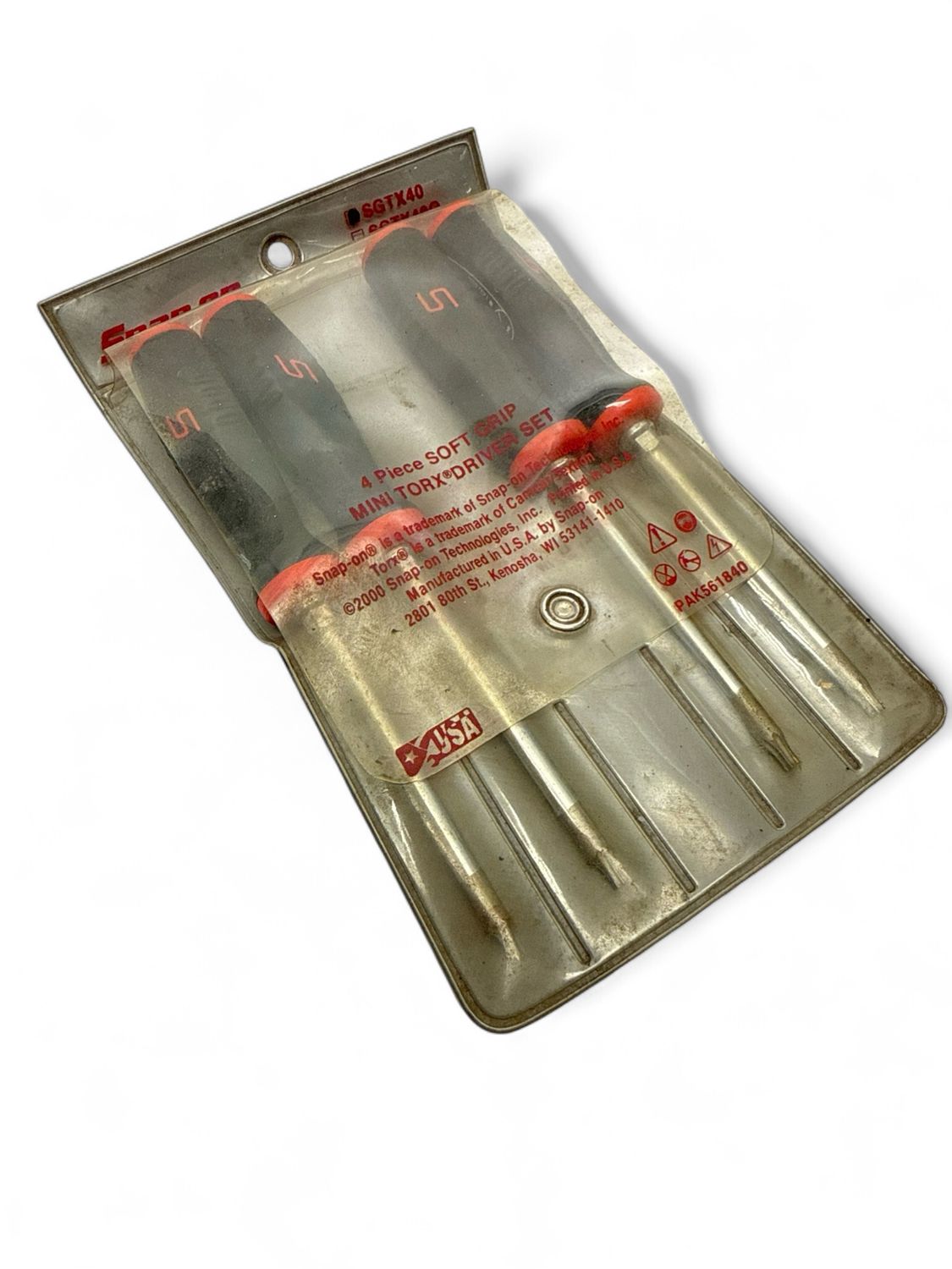 Snap On 4 pc TORX® Instinct® Soft Grip Mini-Tip Screwdriver Set (T8, T10, T15 and T20) (Red), SGTX40BR