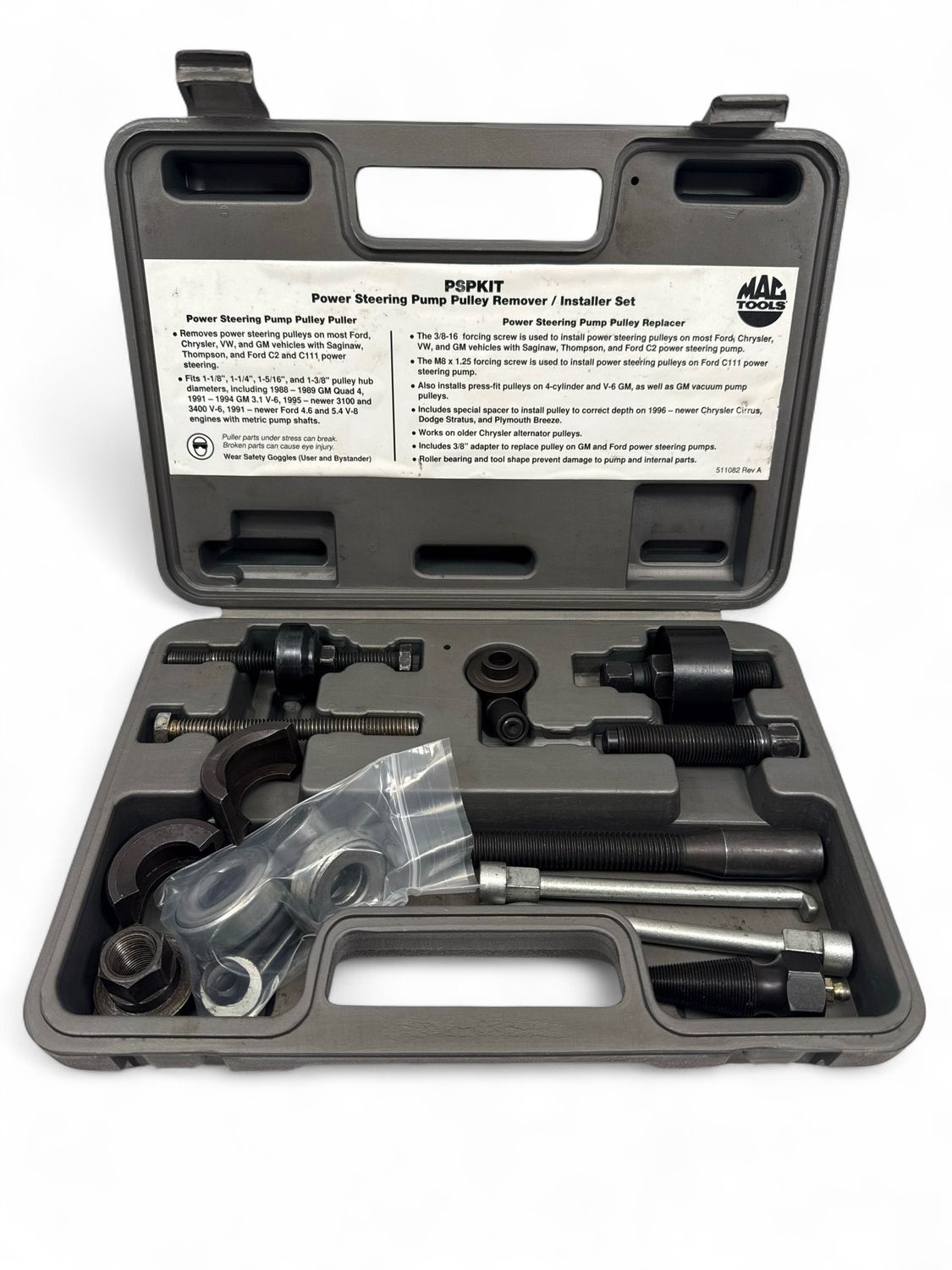 Mac Power Steering Pump Pulley Remover / Installer Set, PSPKIT