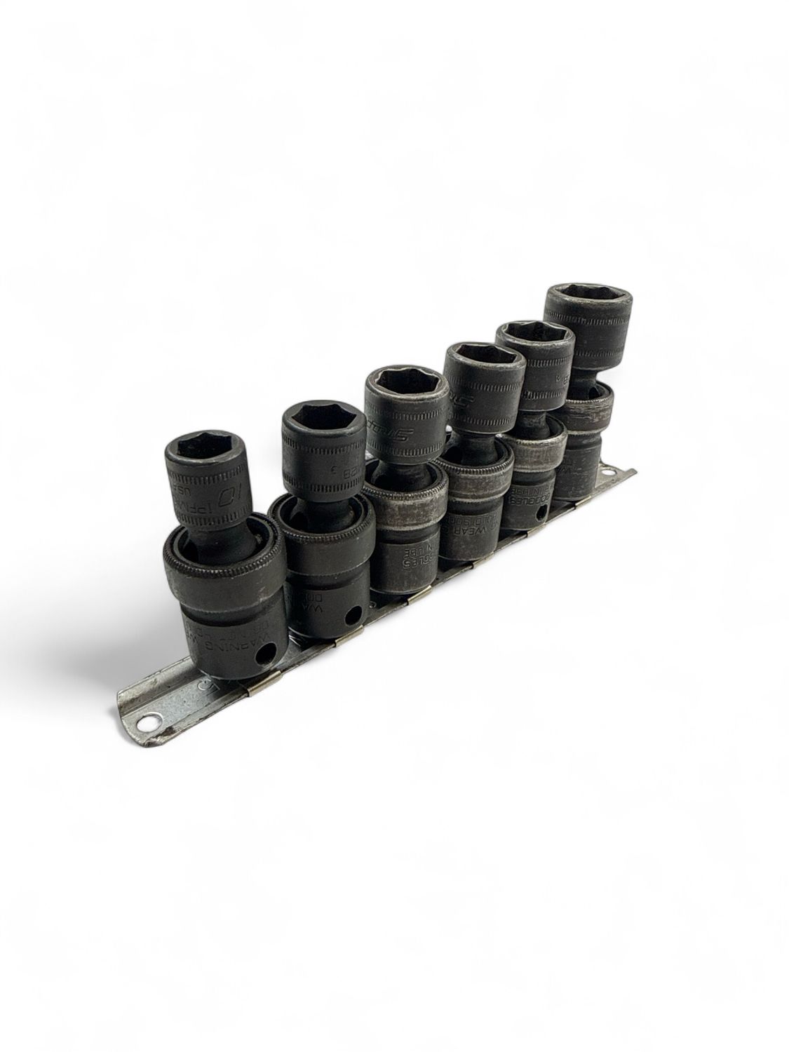 Snap On 6pc 3/8" Drive 6-Point Metric Flank Drive Shallow Impact Swivel Socket Set (10mm, 12mm-15mm & 17mm), 207IPFM