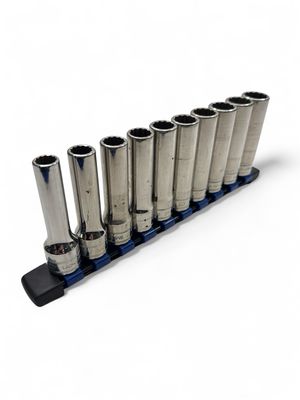 Snap On 10pc 1/2” Drive metric 12pt Flank Drive Deep Socket Set (10mm - 19mm)
