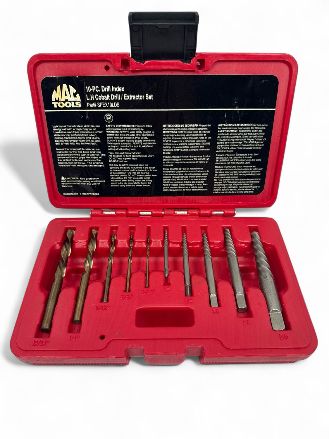 MAC Tools 10pc Left Hand Cobalt Drill & Extractor Set, SPEX10LDS