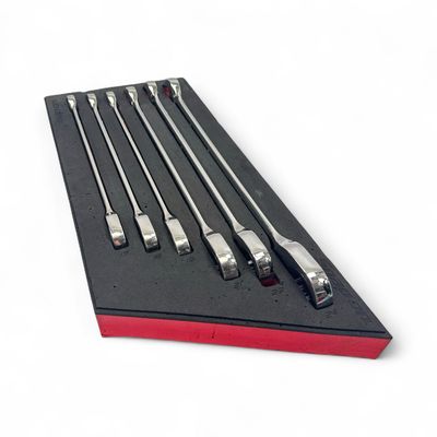 Snap On 6 pc 12-Point Metric Flank Drive® Plus 0° Offset Non-Reversing Ratcheting Combination Wrench Set with PRO-FI™ Organization (17–24 mm), SOXRM02FBRA