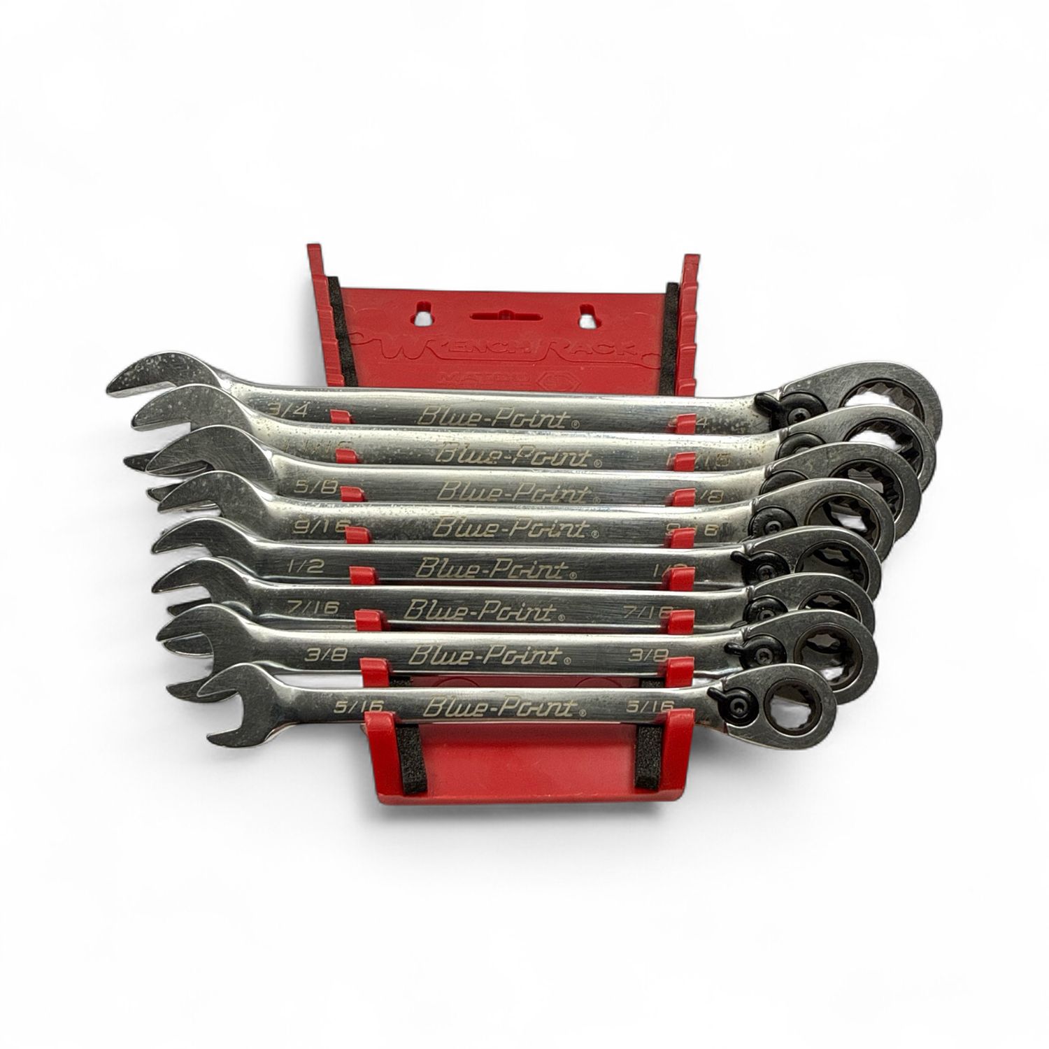 Blue Point 8 Pc. 12-Point SAE 15° Offset Ratcheting Box/ Open-End Wrench Set (5/16–3/4") BOER708