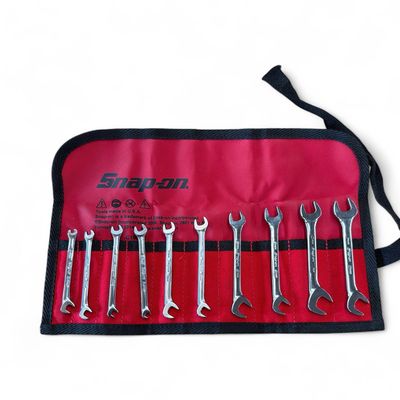 Snap On 10 pc Metric 15°/60° Offset Open-End Ignition Wrench Set (3.2-11 mm), DSM810K