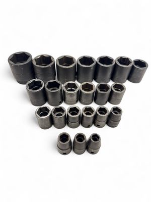 Snap On 22pc 1/2" Drive 6-Point Metric Flank Drive® Shallow Impact Socket Set (10–27, 29, 30 and 32–36 mm), 325IMM