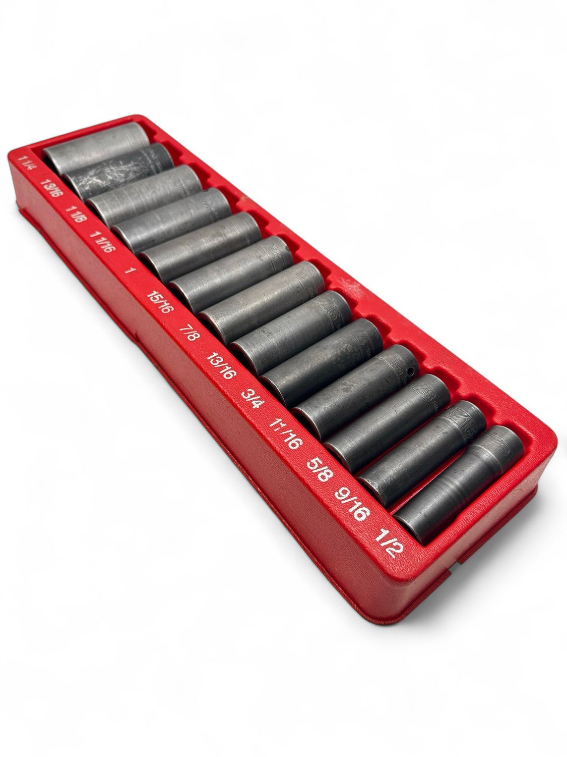 Snap On 13 Pc. 1/2" Drive 6-Point SAE Flank Drive Deep Impact Socket Set (1/2 - 1 1/4") 313SIMA