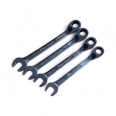 Blue Point 4pc Large 12-Point Metric 15° Offset Ratcheting Combination Wrench Set, BOERM704