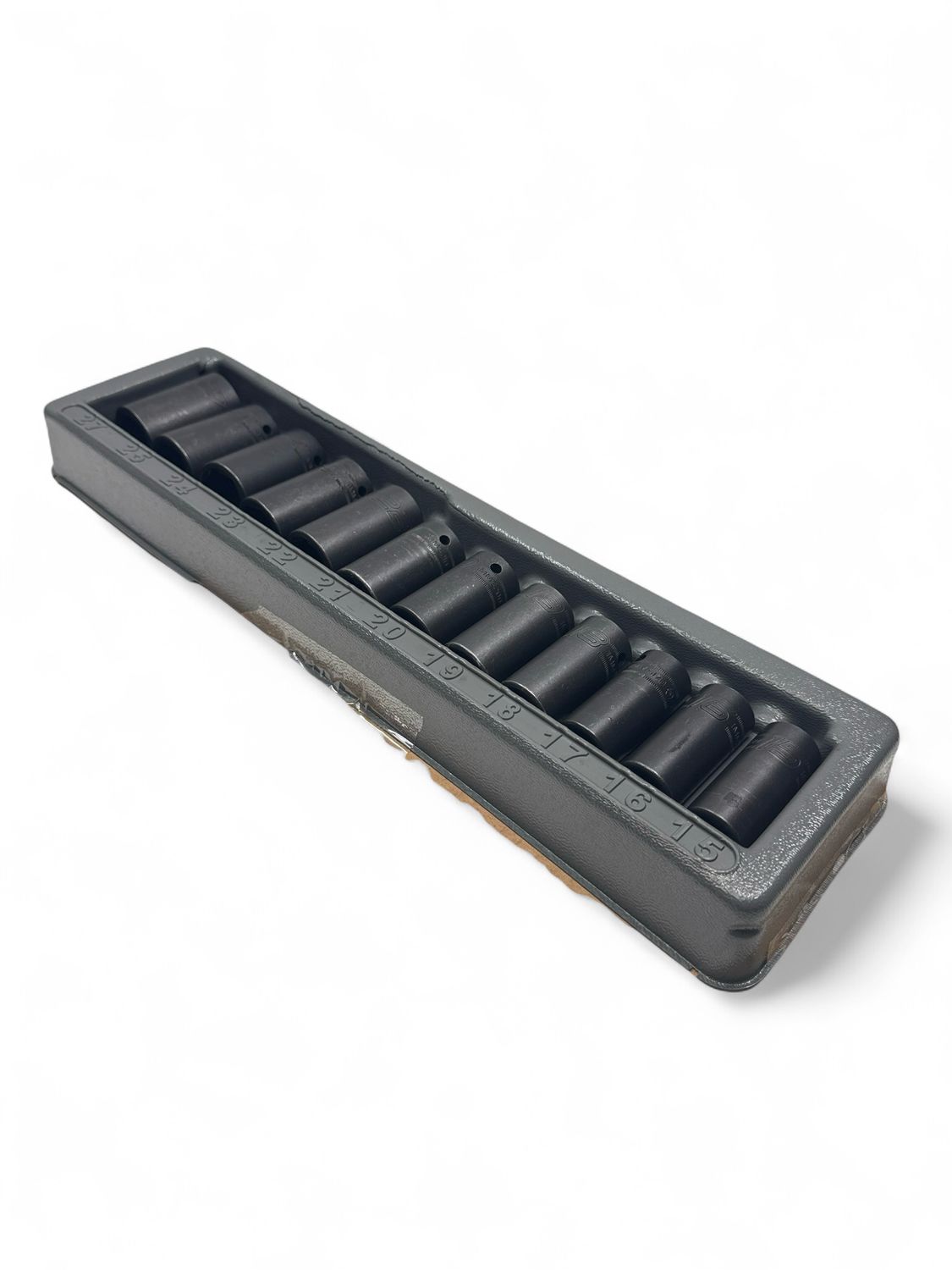 Snap On 12 pc 1/2" Drive 6-Point Metric Flank Drive® Semi-Deep Impact Socket Set (14 -27 mm), 312IMMS