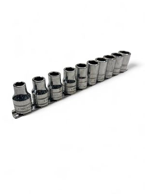 Snap On 10 pc 1/2" Drive 6-Point Metric Flank Drive Shallow Socket Set (10-19 mm), 310TWMYA