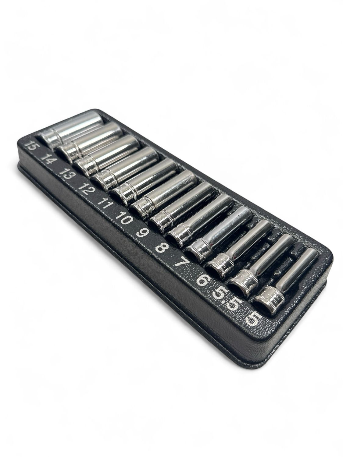 Snap On 12 pc 1/4" Drive 6-Point Metric Flank Drive® Deep Socket Set (5–15 mm), 112STMMY