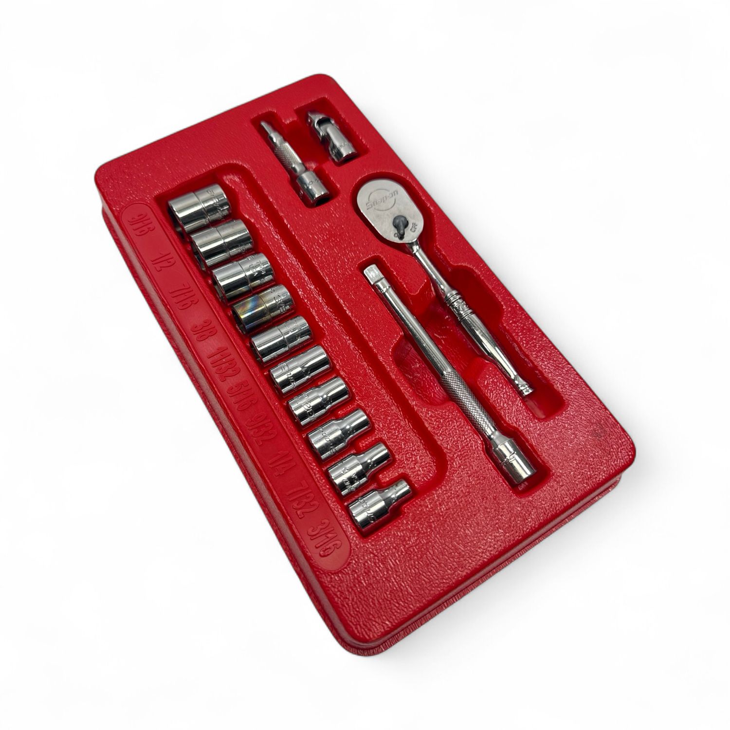 Snap On 14 pc 1/4" Drive 6-Point SAE Shallow General Service Socket Set, 114ATMP