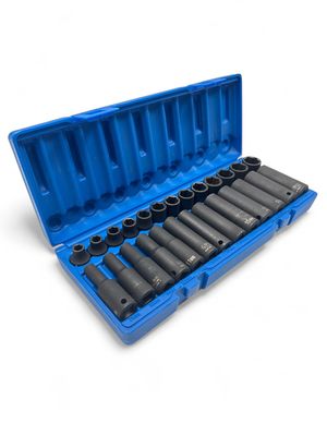 Grey Pneumatic 26pc 3/8” Drive Standard & Deep Length 6pt Metric Impact Socket Set, 1226M