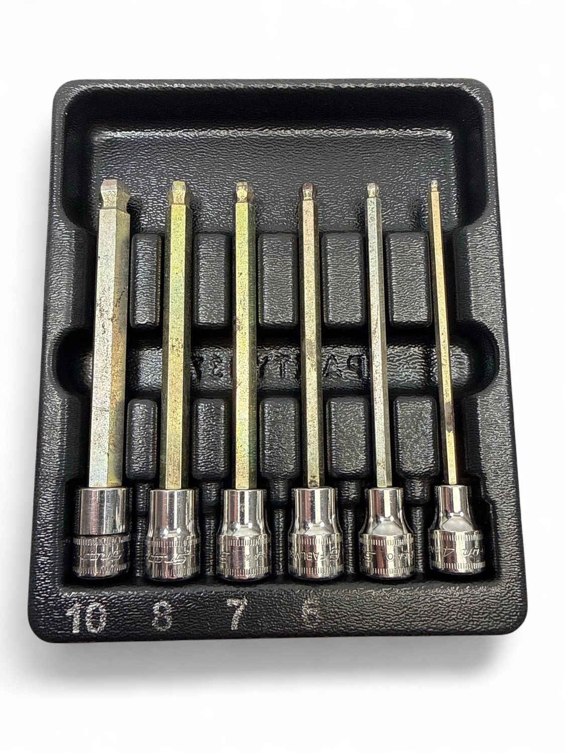 Snap On 6 Pc. 3/8" Drive Metric Long Ball Hex Bit Socket Set (4-10 mm) 206EFABLM