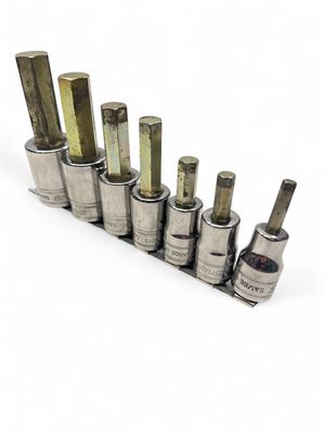 Snap On 7 Pc. 1/2" Drive Metric Hex Bit Standard Socket Driver Set, 307ESAMY