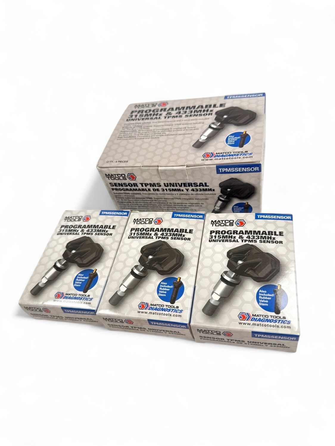 Matco Programmable 315 MHZ And 433 MHZ Universal TPMS Sensor - 3 Pack, TPMSSENSOR