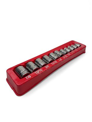 Snap On 11 Pc. 3/8 Snap On 11 Pc. 3/8" Drive 6-Point SAE Flank Drive Shallow Socket Set (1/4, 5/16, 3/8-7/8") 211FSY
