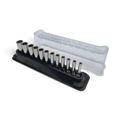 Snap On 12 pc 1/4" Drive 6-Point Metric Flank Drive® Deep Socket Set (5–15 mm), 112STMMY