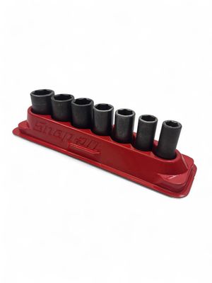 Snap On 7pc 3/8” Drive Flank Drive Semi-Deep SAE 6pt Impact Socket Set