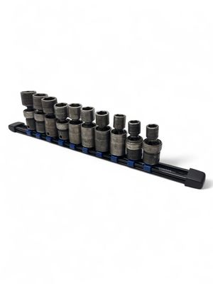 Snap On 10 Pc 3/8" Drive 6-Point Metric Flank Drive Shallow Impact Swivel Socket Set,(10-19)