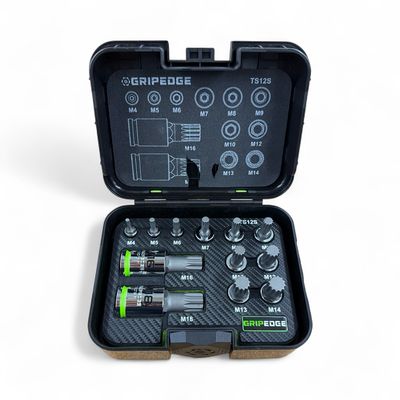 Grip Edge 12-PC RPT 1/4, 3/8 & 1/2" Drive Standard Triple Square Bit Socket Set, TS12S
