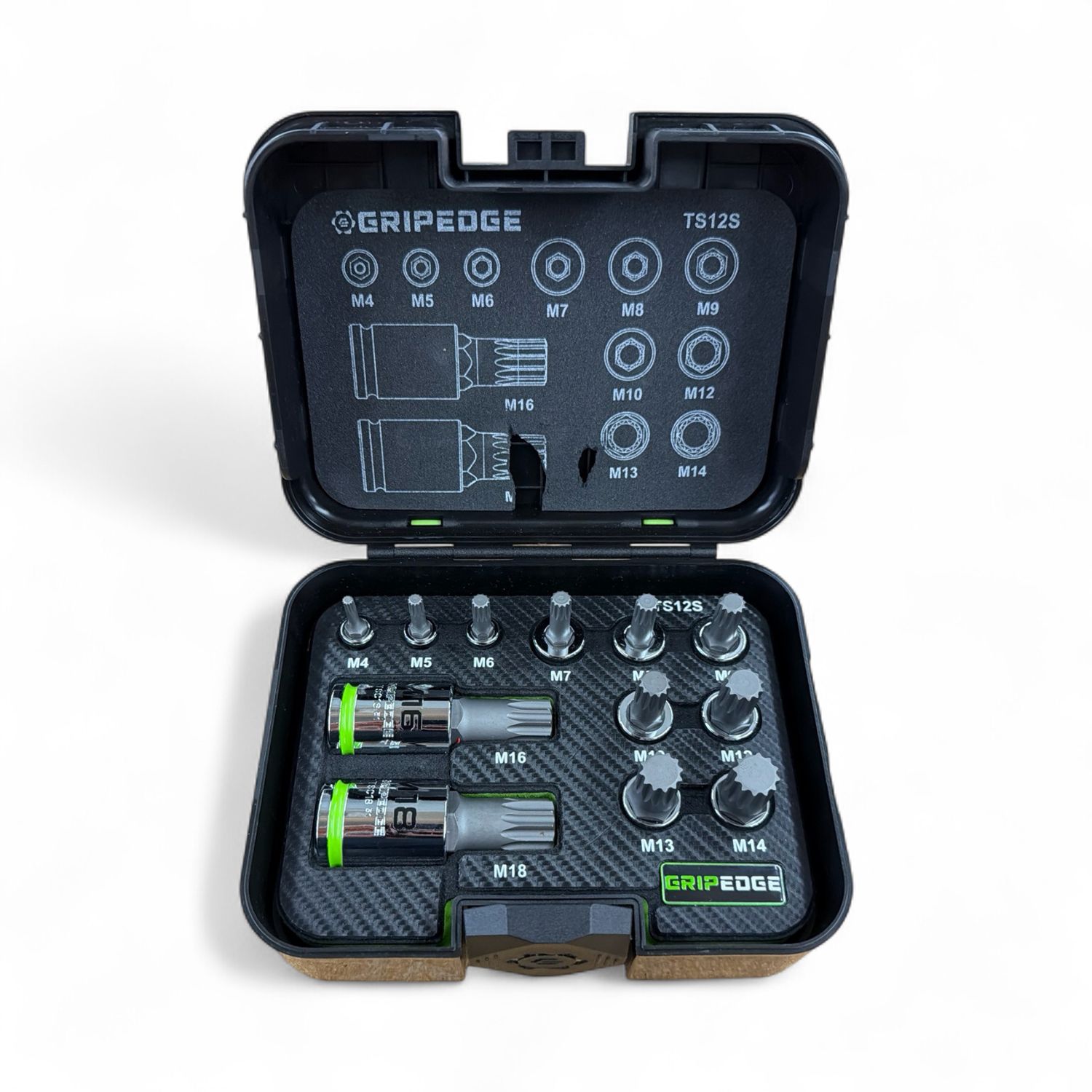 Grip Edge 12-PC RPT 1/4, 3/8 & 1/2" Drive Standard Triple Square Bit Socket Set, TS12S