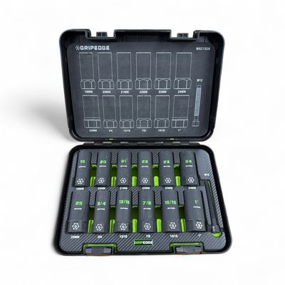 Grip Edge 13-PC G-FORS 1/2" Drive Deep Metric & SAE Master Socket Extractor Set, MXC13DS