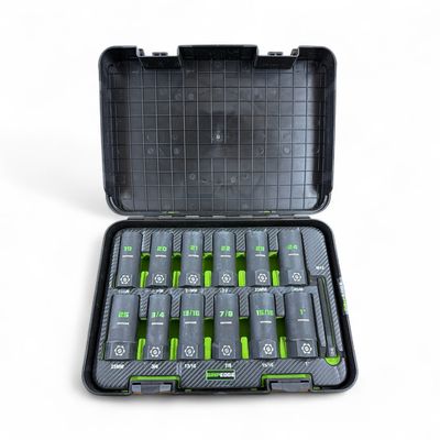 Grip Edge 13-PC G-FORS 1/2" Drive Deep Metric & SAE Master Socket Extractor Set, MXC13DS