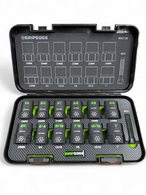 Grip Edge 13-PC G-FORS 1/2" Drive Metric & SAE Master Socket Extractor Set, MXC13S