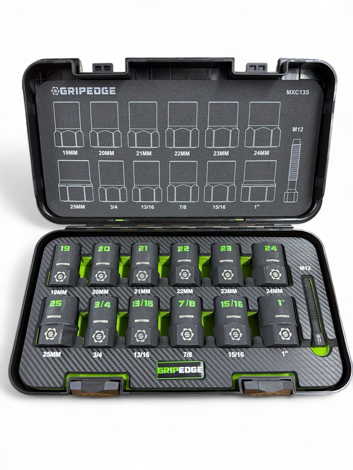 Grip Edge 13-PC G-FORS 1/2" Drive Metric & SAE Master Socket Extractor Set, MXC13S