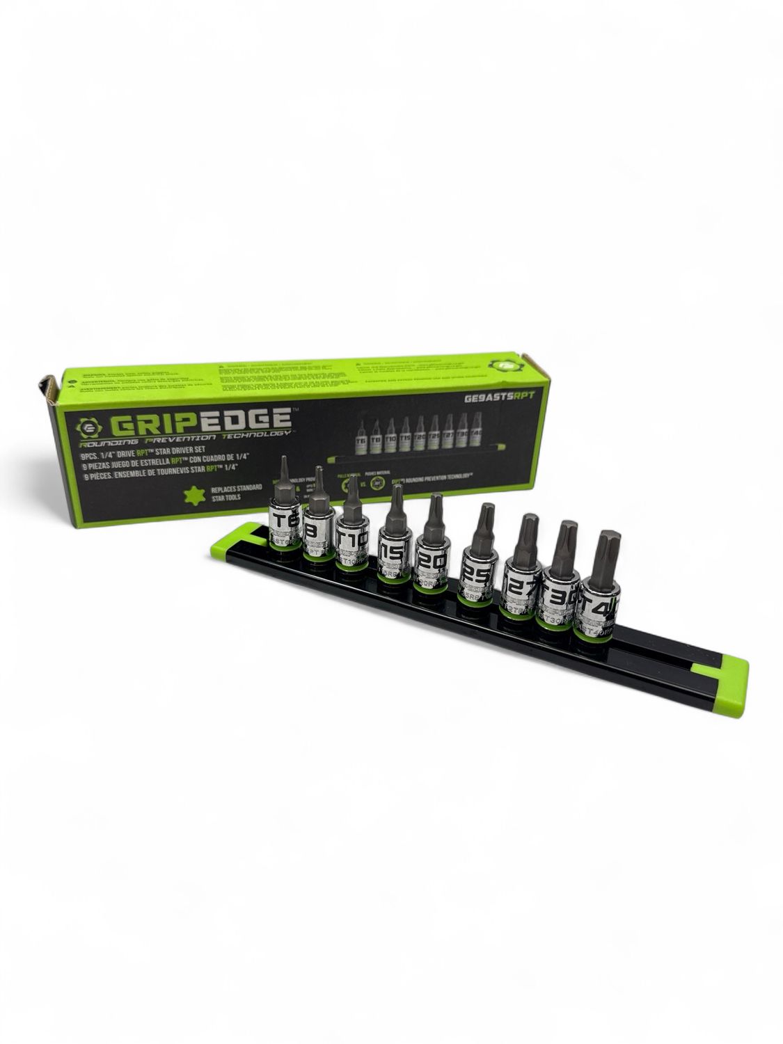 Grip Edge RPT Star Driver Set - 9-Pc 1/4" Drive, GE9ASTSRPT