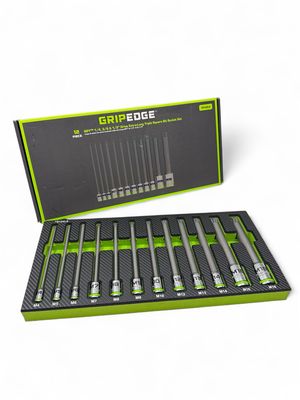 GripEdge | 12-PC 1/4, 3/8 & 1/2" Drive Extra-Long Triple Square Bit Socket Set, TS12XLS