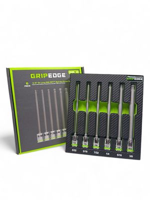 Grip Edge 6-PC RPT 3/8'' Drive Long SAE Ball Hex Driver Set, BHBS6LS
