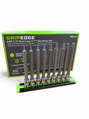 Grip Edge 9-PC 1/4" Drive Long Star Driver Set, STA9LS