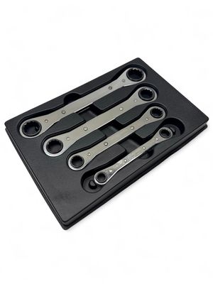 Snap On 4 Pc. 12-Point SAE 0° Offset Ratcheting Box Wrench Set (3/8”-7/8”), RB604C