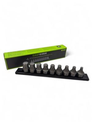 GripEdge | 9-PC RPT 3/8'' Drive Low Profile Metric Hex Dual Action Driver Bit Set, DDHBM9S