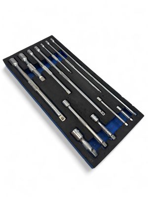 Cornwell 12 Piece 1/4”, 3/8” & 1/2” Drive Cornwell® bluePOWER® Wobble Extension Set, CBPE12WTST