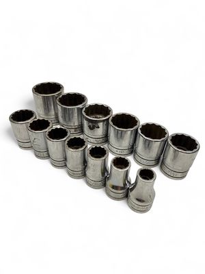 Snap On 13 pc 1/2" Drive 12-Point SAE Flank Drive® Shallow Socket Set (3/8-1-1/8"), 313SWYA