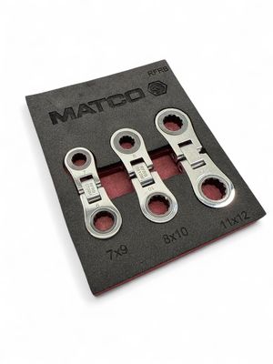 Matco 3pc Metric Flex Finger Ratchet Wrench Set, RFRB Matco 3pc Metric Flex Finger Ratchet Wrench Set, RFRB