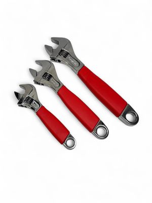Snap On 4 pc Flank Drive Plus Adjustable Wrench Set (6–12") (Red), FADH704c